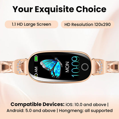 Vigorwrist Blood Sugar Blood Pressure monitoring Luxury Diamond Design Fashion Smartwatch
