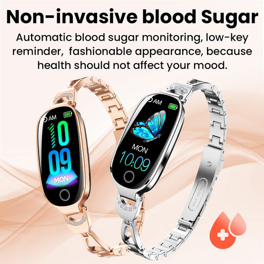 Vigorwrist Blood Sugar Blood Pressure monitoring Luxury Diamond Design Fashion Smartwatch