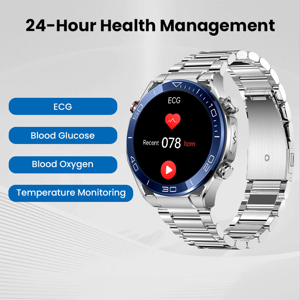 Vigorwrist Max 1 Heart rate Blood Glucose ECG/EKG Blood Pressure Monitoring Bluetooth Talk Smartwatch