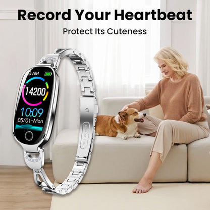 Vigorwrist Blood Sugar Blood Pressure monitoring Luxury Diamond Design Fashion Smartwatch