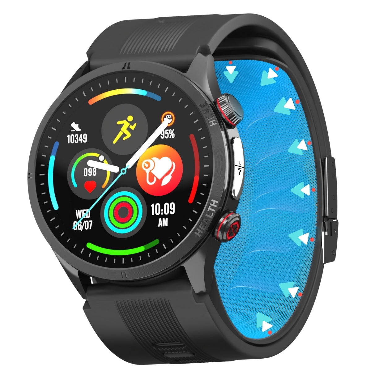 Vigorwrist Max 5 High Precision Air Pump Blood Pressure ECG Blood Sugar Blood Oxygen Monitoring SmartWatch