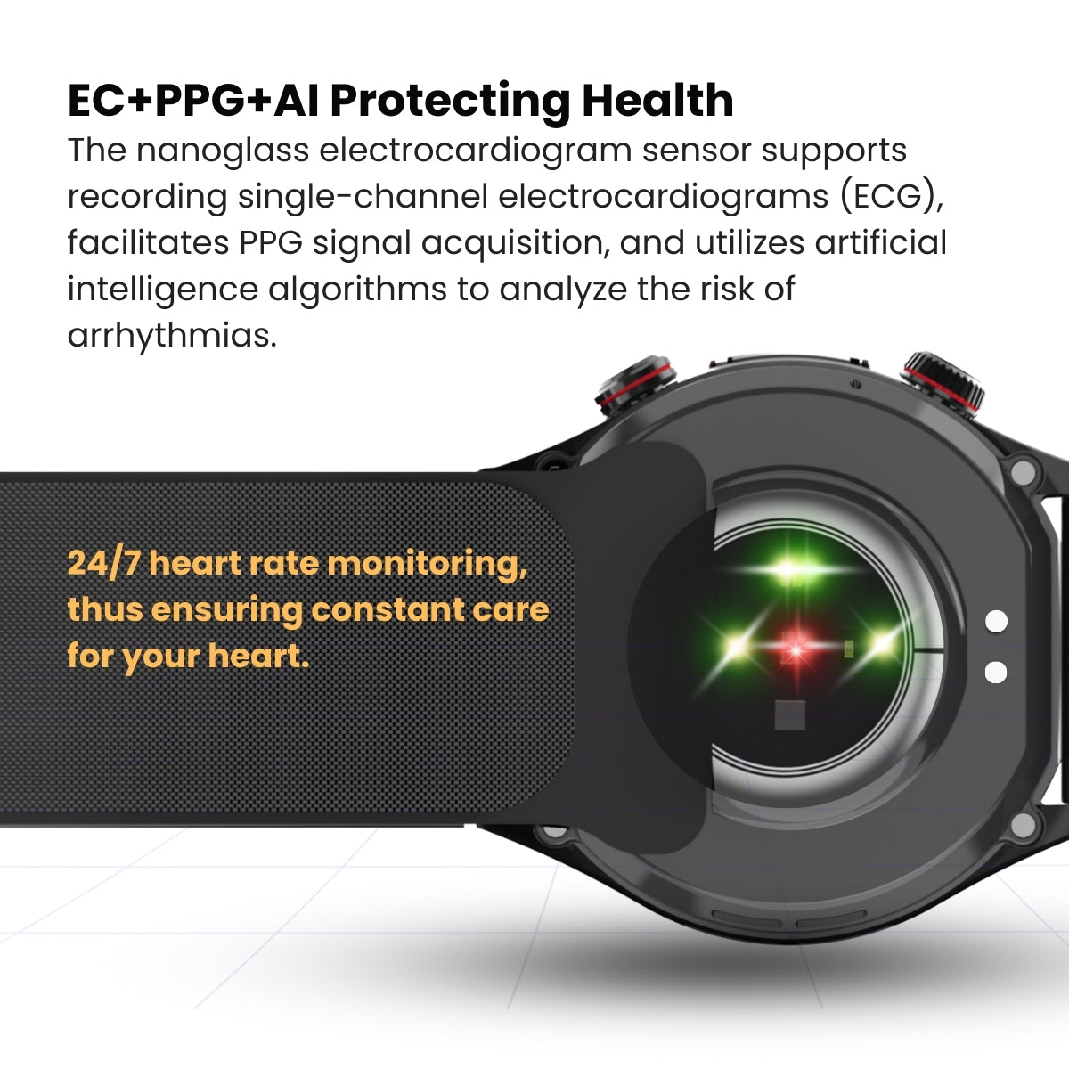 Vigorwrist Max 5 High Precision Air Pump Blood Pressure ECG Blood Sugar Blood Oxygen Monitoring SmartWatch