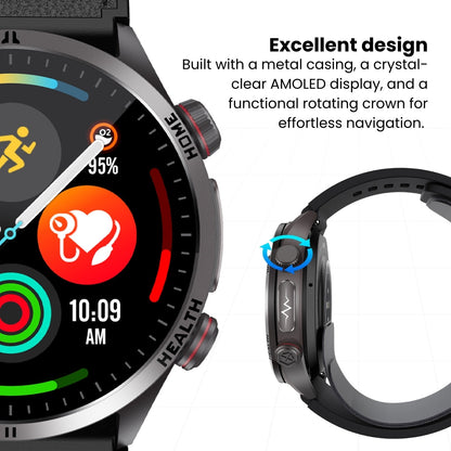 Vigorwrist Max 5 High Precision Air Pump Blood Pressure ECG Blood Sugar Blood Oxygen Monitoring SmartWatch