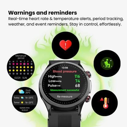 Vigorwrist Max 5 High Precision Air Pump Blood Pressure ECG Blood Sugar Blood Oxygen Monitoring SmartWatch