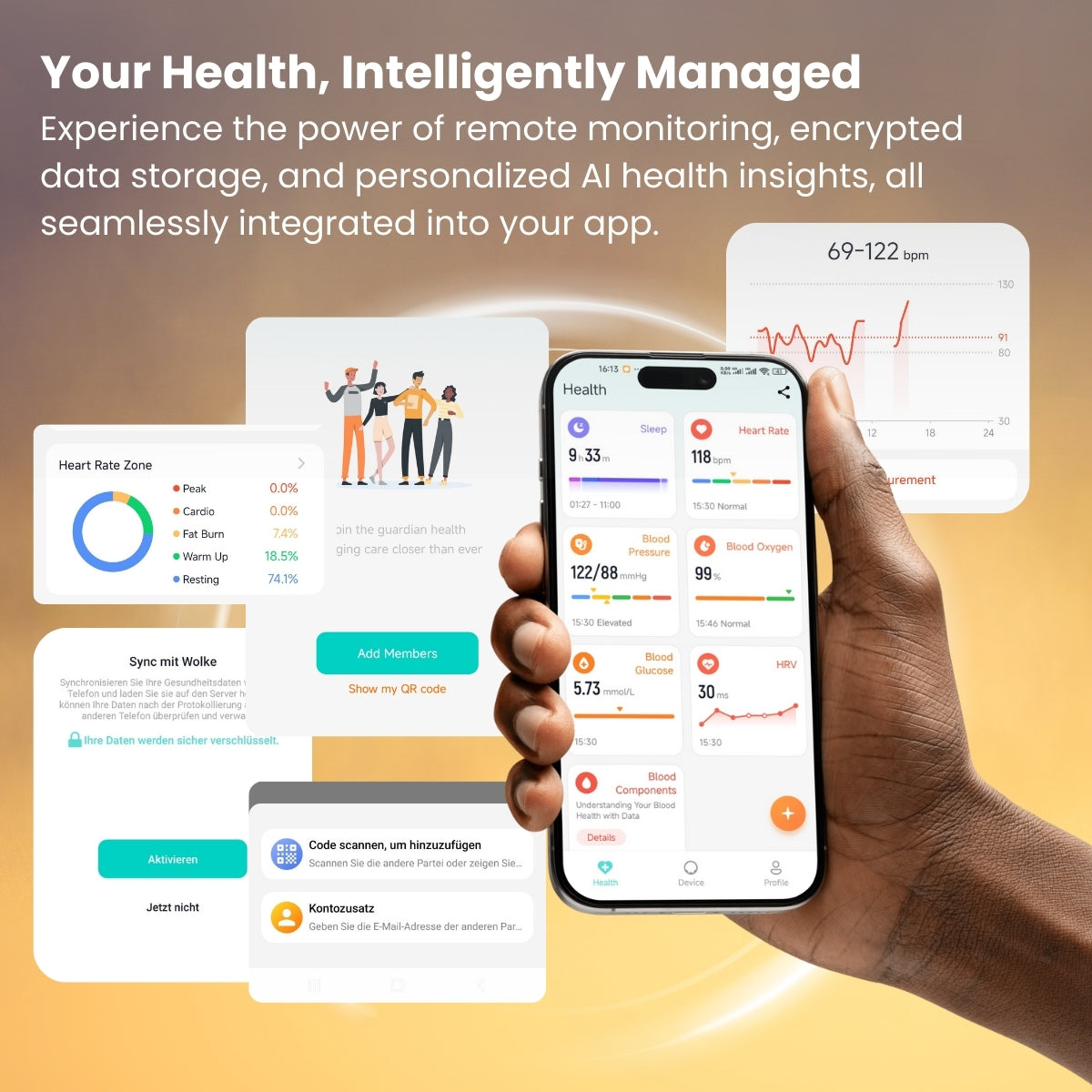 Vigorwrist R03 Blood Sugar Blood Pressure Blood oxygen HRV Sleep Monitoring Waterproof Smart Ring